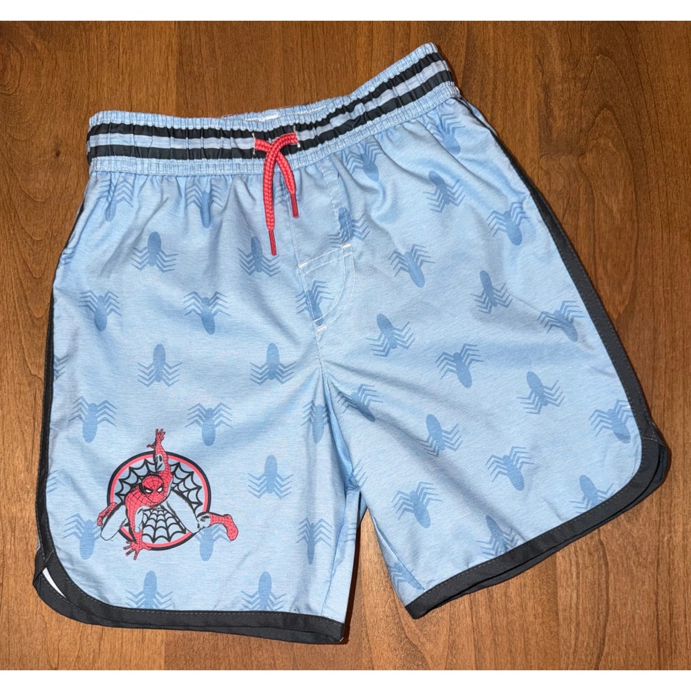 Marvel Spiderman Toddler Boys Light Blue Swim Trunks Size 4T